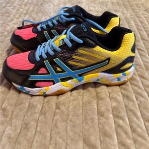 ASICS Women's Pink and Yellow Athletic Shoes